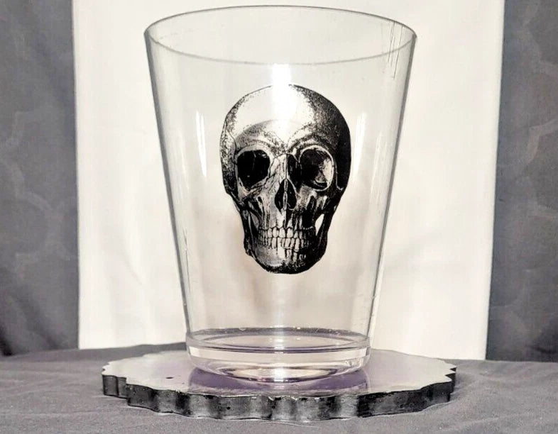 Set of 4 Skull-Print Plastic Tumblers | Gothic Barware | Pint + Rocks Cups | eBay