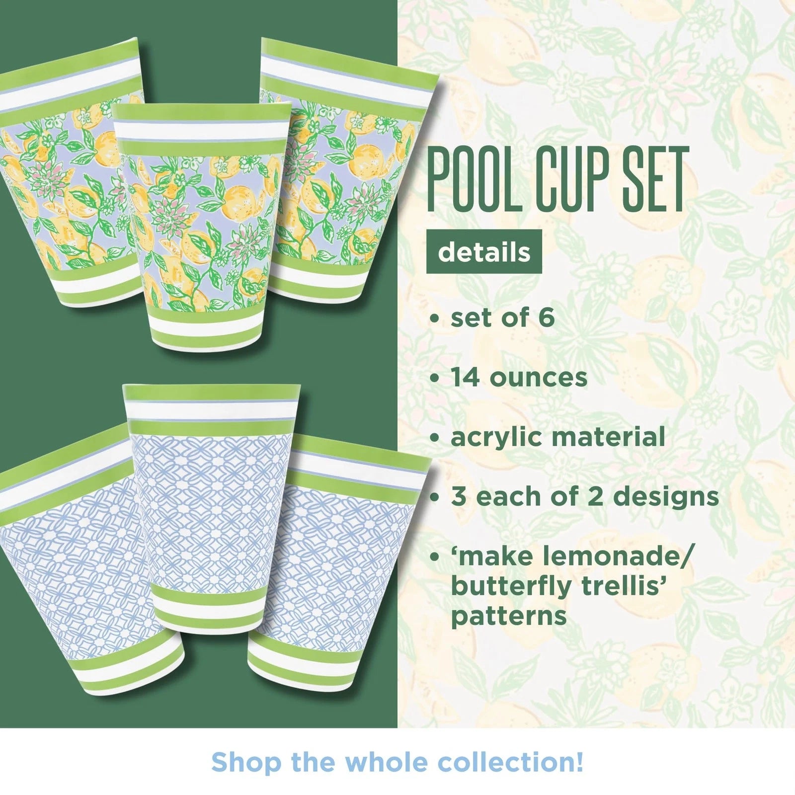 14 Ounce Reusable Plastic Pool Cups, Set of 6 Durable Kid-Friendly Drinking G... | eBay