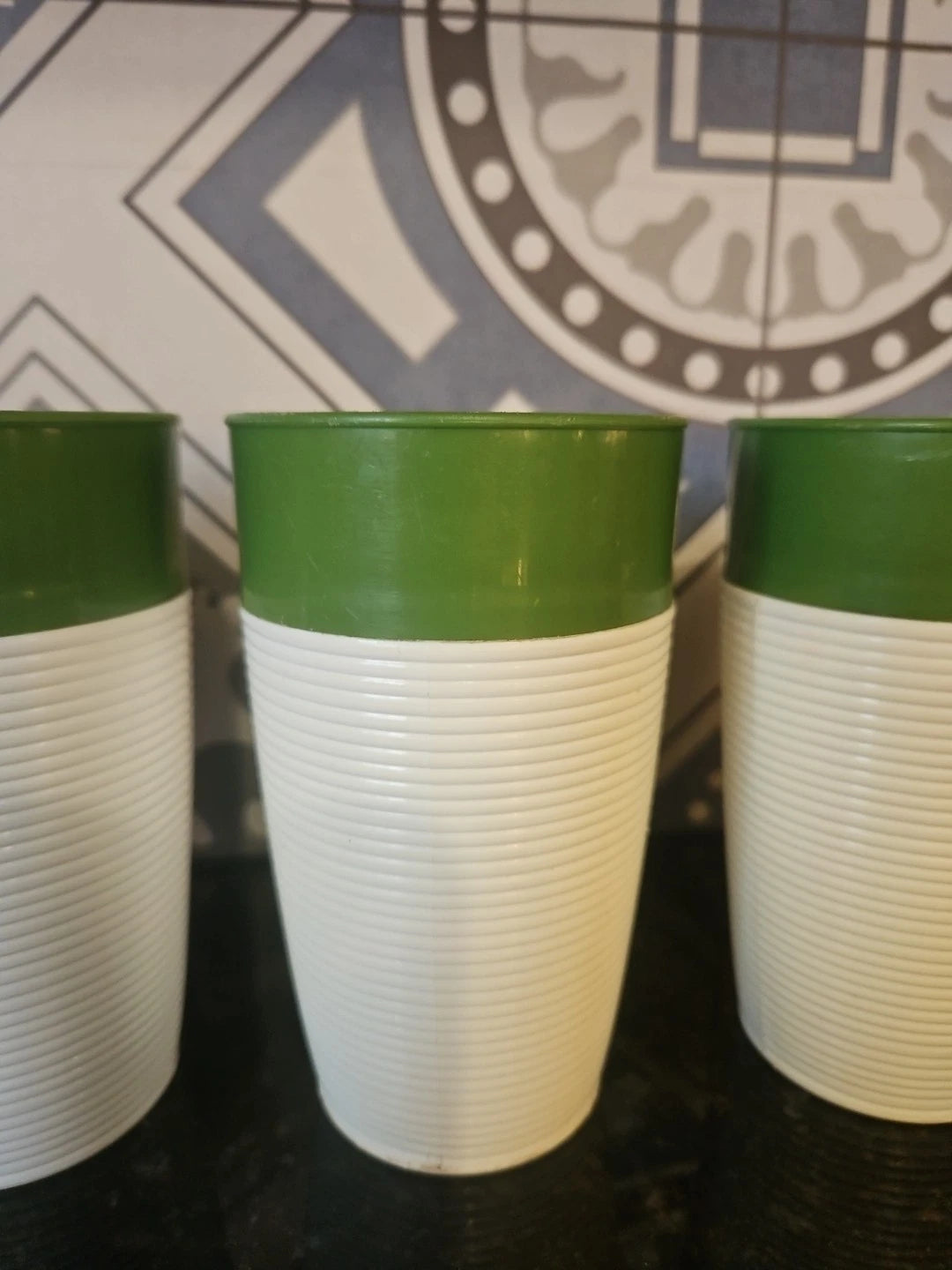 Raffiaware by Thermo-Temp Drink Tumblers Green Ribbed Vintage Set of 6 | eBay