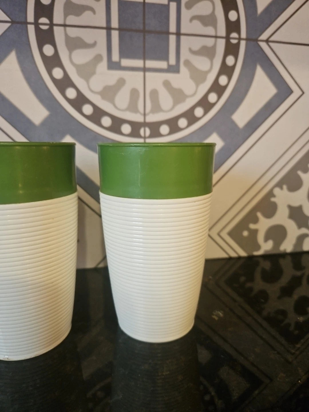 Raffiaware by Thermo-Temp Drink Tumblers Green Ribbed Vintage Set of 6 | eBay