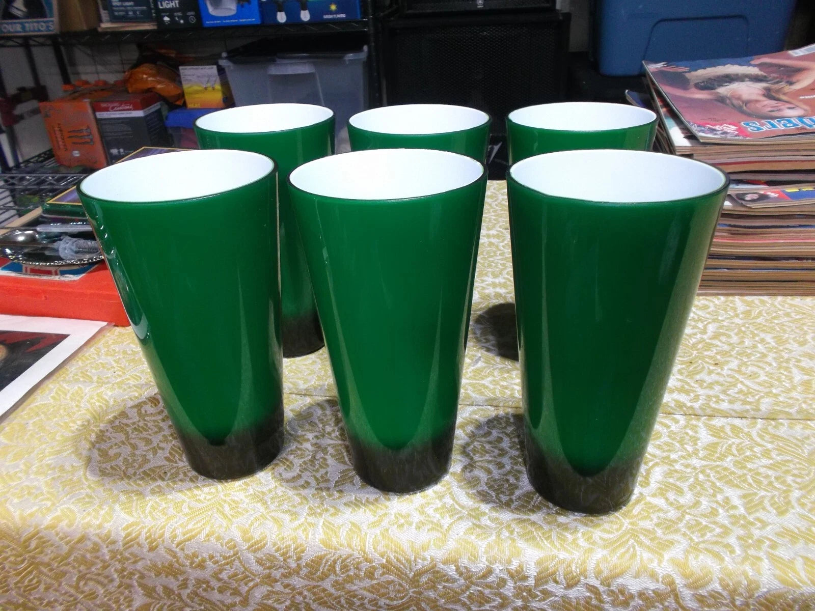 Set of 6 Hard Plastic Tumblers Vivid Green | eBay