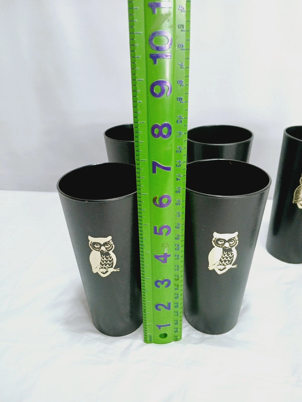 Set of 6=Vtg Nasco Black with Gold Owls Tumblers/Glasses = Plastic = about 14 oz | eBay