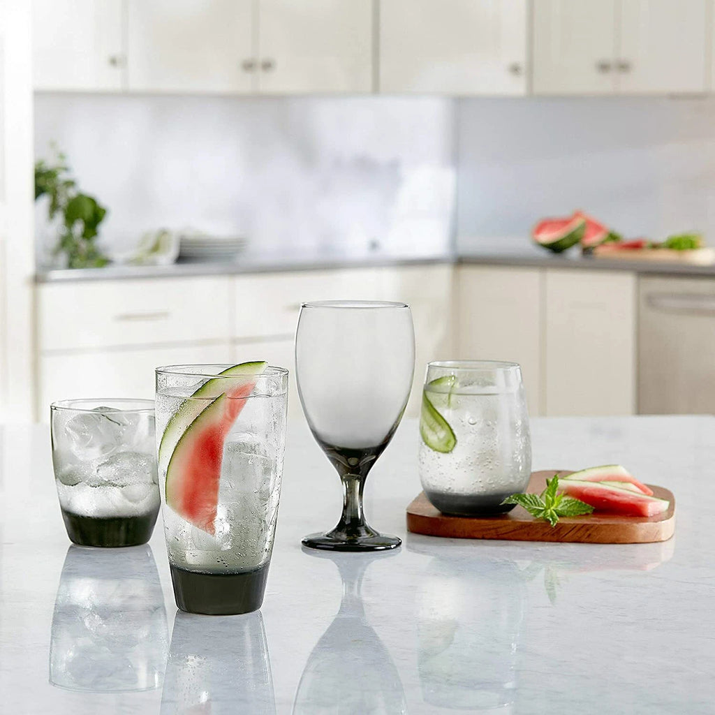 Classic Smoke Drinking Glasses Round Tumbler Cups Set of 6 18 OZ Dishwasher Safe | eBay