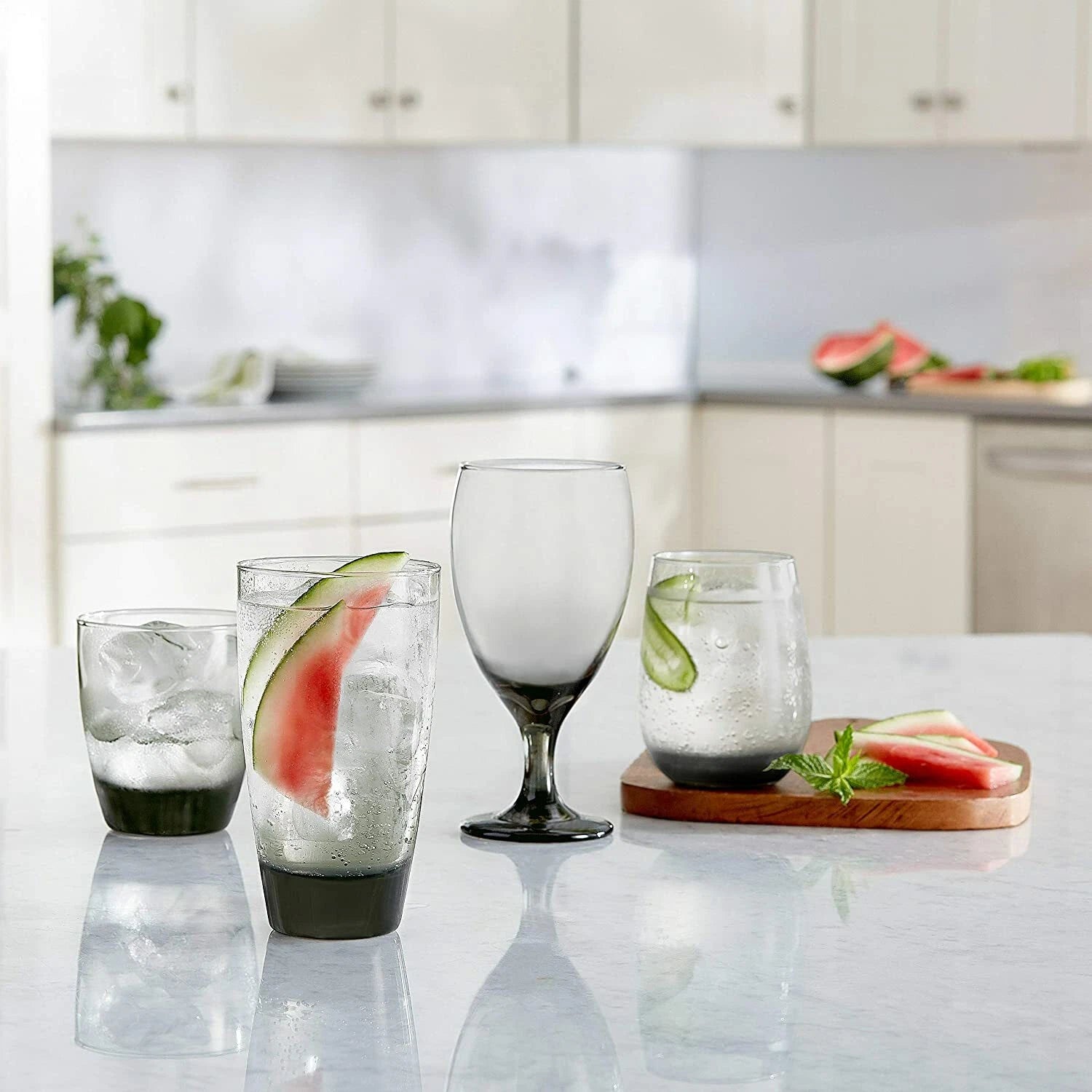 Classic Smoke Drinking Glasses Round Tumbler Cups Set of 6 18 OZ Dishwasher Safe | eBay