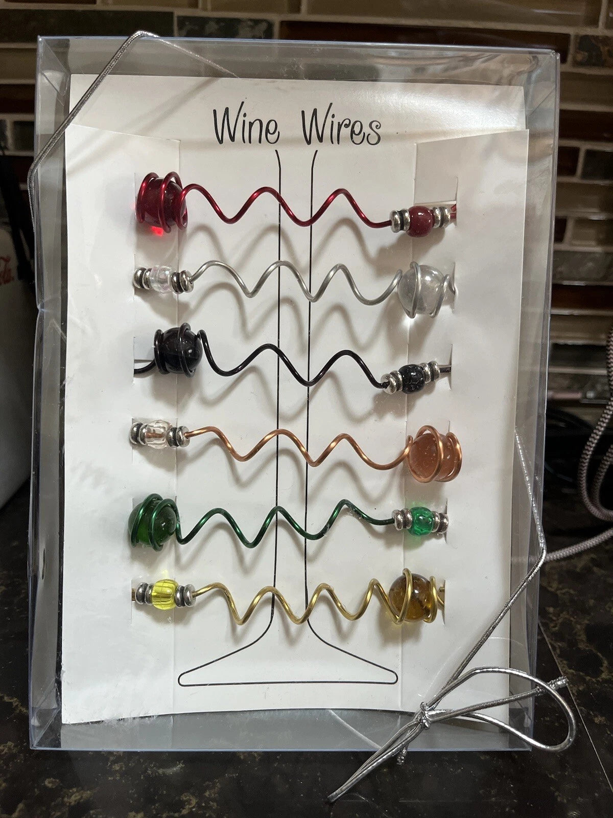 New Set Of 6 Wine Glass Charm Drink Markers. Colorful Wire, Beads And Marbles | eBay