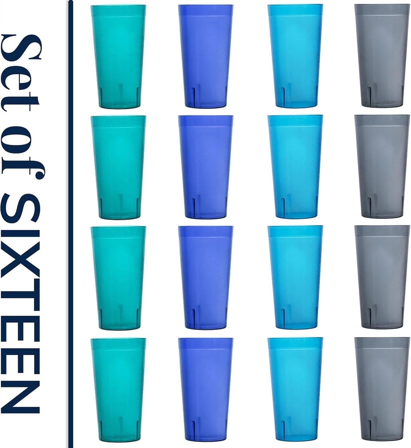 US Acrylic Cafe Plastic Reusable Tumblers (Set of 16) 20-ounce, Coastal | eBay