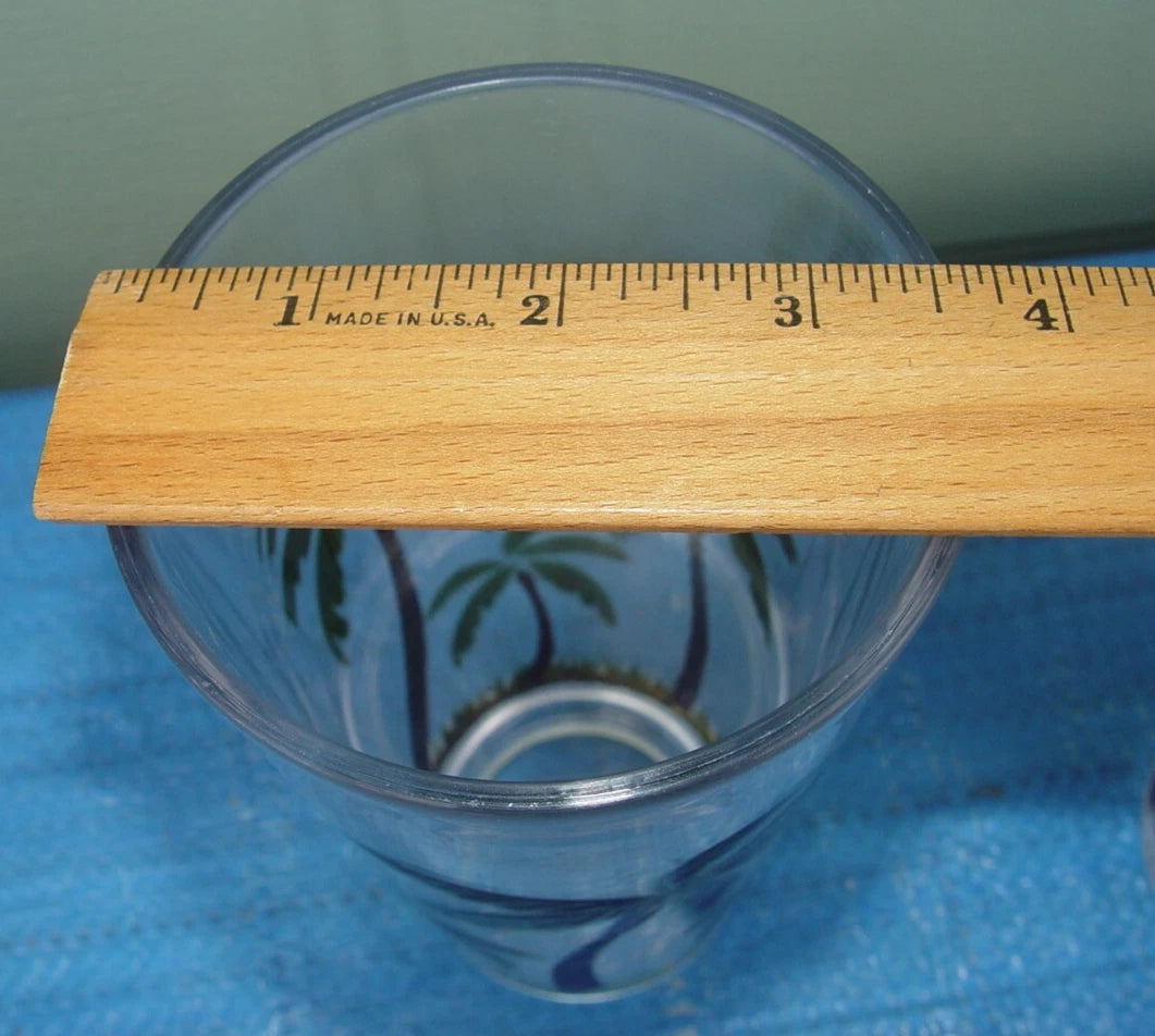 Set of 5 Acrylic Clear Iced Tea Tumbler Embossed Palm Tree Tropical Beach | eBay