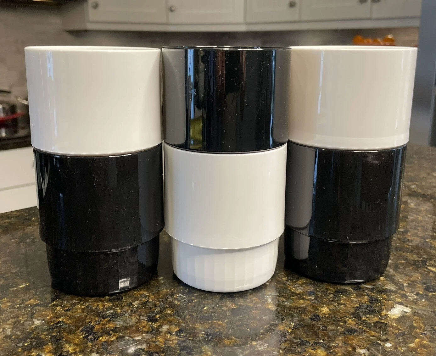 Set Of 6 Tupperware Cup Low Ball Preludio Acrylic 10 oz. #1672 Black And White | eBay