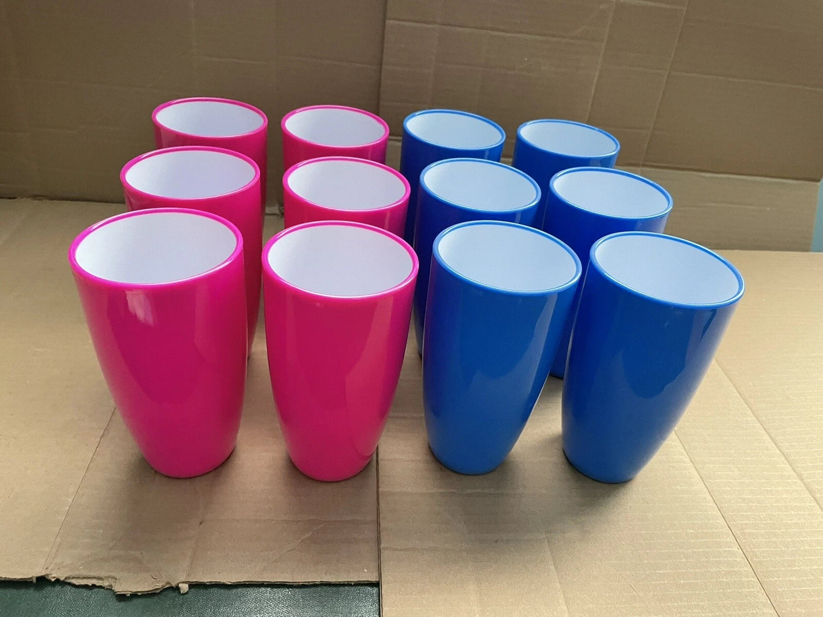 Set of 12 Plastic 6” Pink and Blue w/White Inside-Drinking Cups/Glasses | eBay