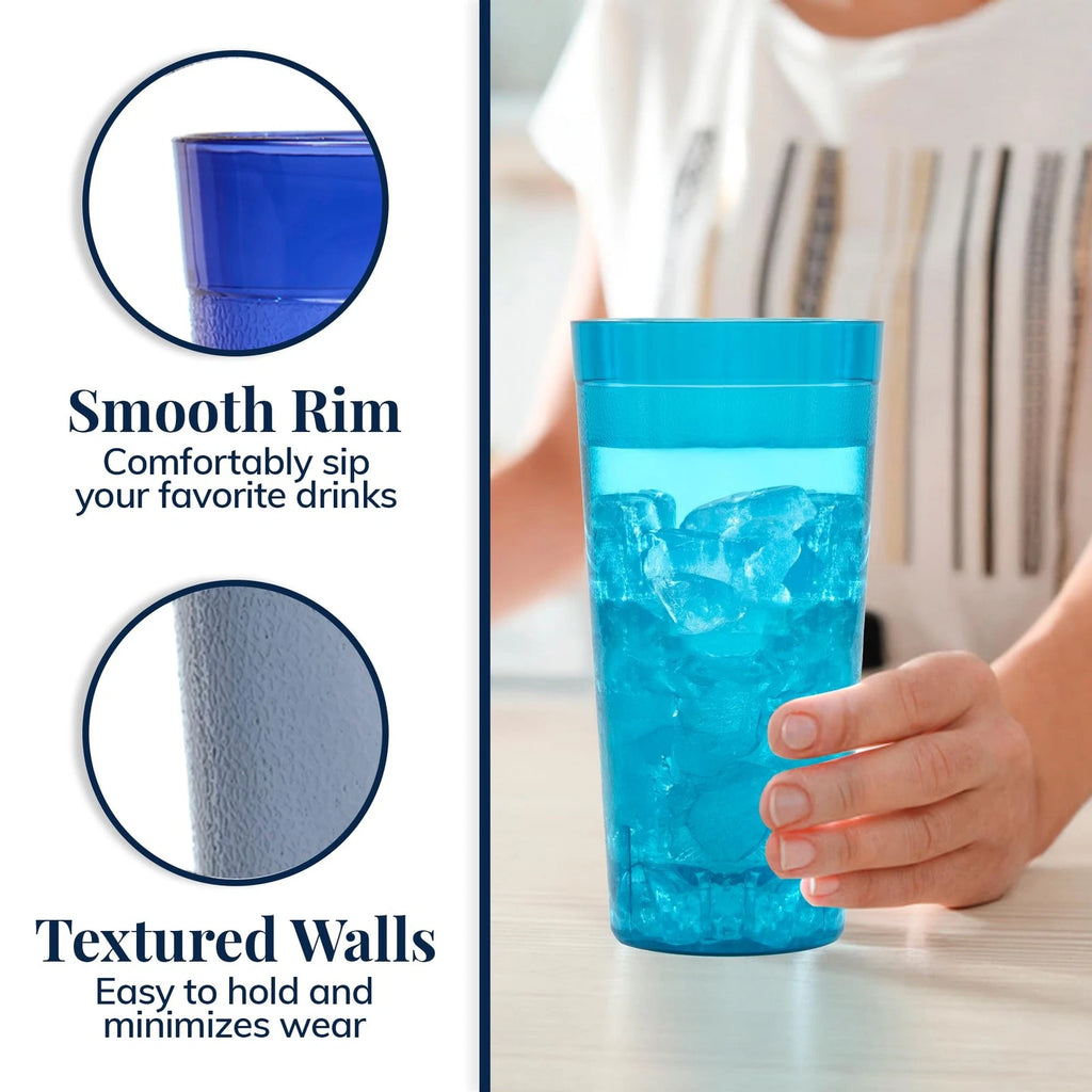 Cafe Plastic Reusable Tumblers (Set of 16) 20-ounce Water Cups Coastal Colors... | eBay