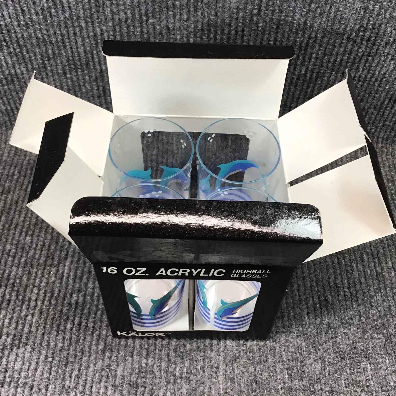 Vtg 1986 Aladdin Kalor 16 oz. Dolphin￼ Design Set Of 4 Acrylic Highball Glasses | eBay