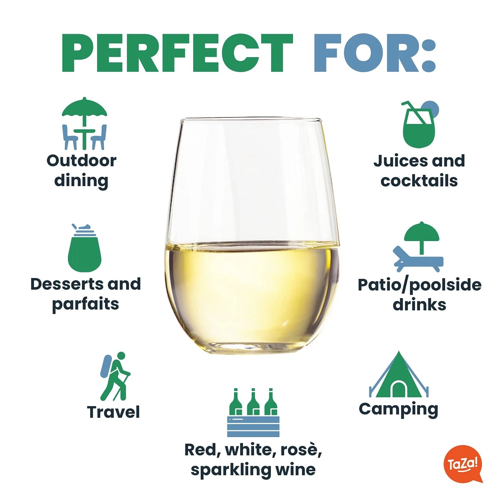 Outdoor Wine Glasses Stemless (20oz) | Set of 6 | Unbreakable Tritan Plastic ... | eBay