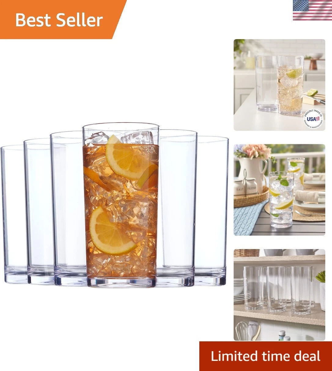 Elegant Set of 6 Clear 24oz Plastic Iced Tea Tumblers | Reusable and BPA-Free | eBay