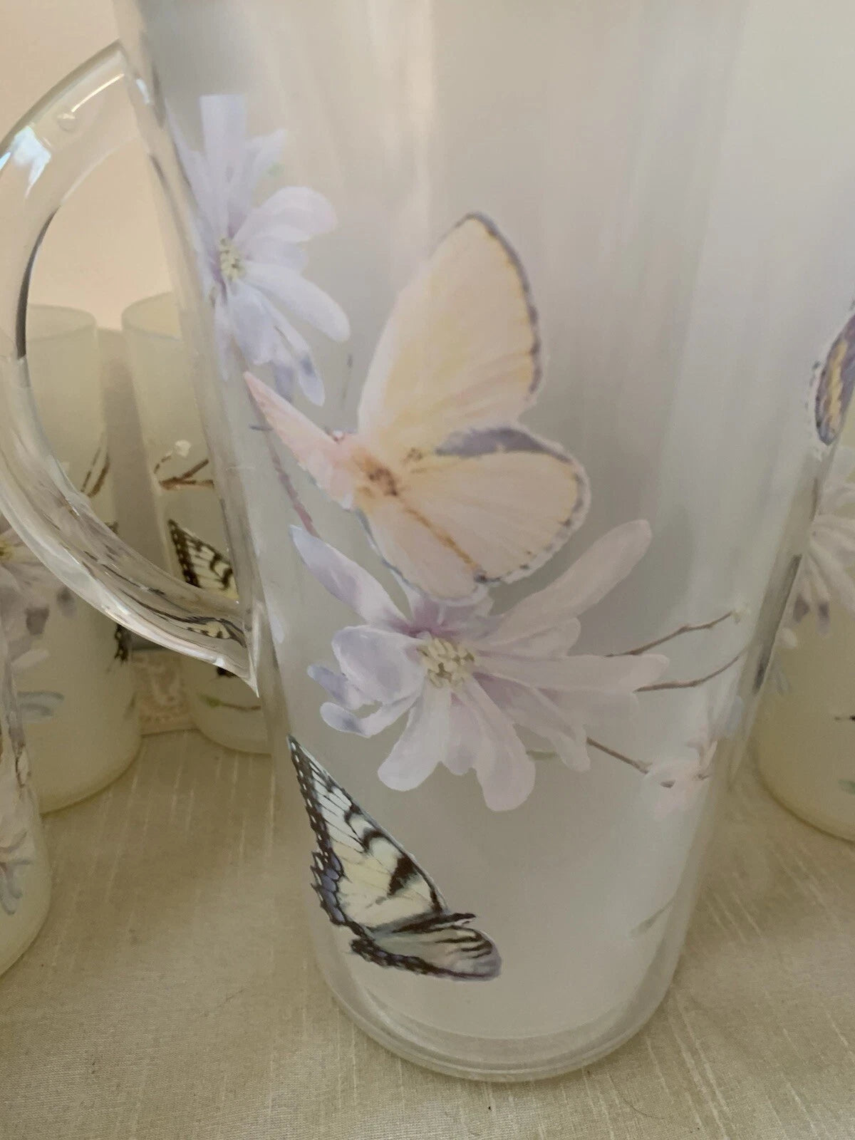 11 Pc-Vntg. Plastic/Acrylic Drinkware Set-Tumblers & Pitcher Butterflies Flowers | eBay