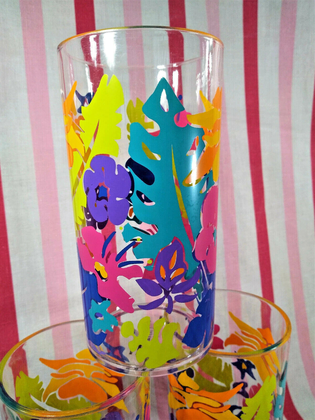 Retro 90's MoD New/Old Stock SUN Colors 4 Tropical Floral Acrylic 19oz Tumblers | eBay