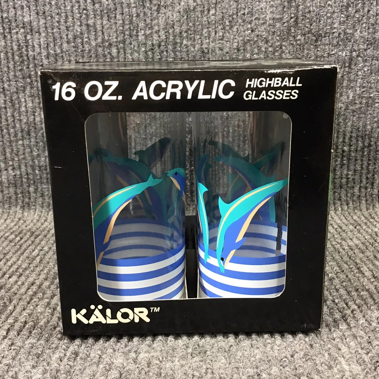 Vtg 1986 Aladdin Kalor 16 oz. Dolphin￼ Design Set Of 4 Acrylic Highball Glasses | eBay