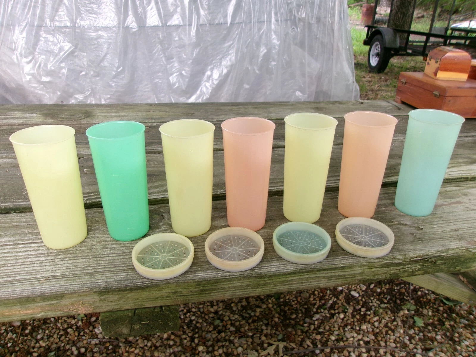 Lot of 7 Vtg. Tupperware Pastel Tumblers 6" Drinking Glasses - 8 Oz + 4 Coaster | eBay