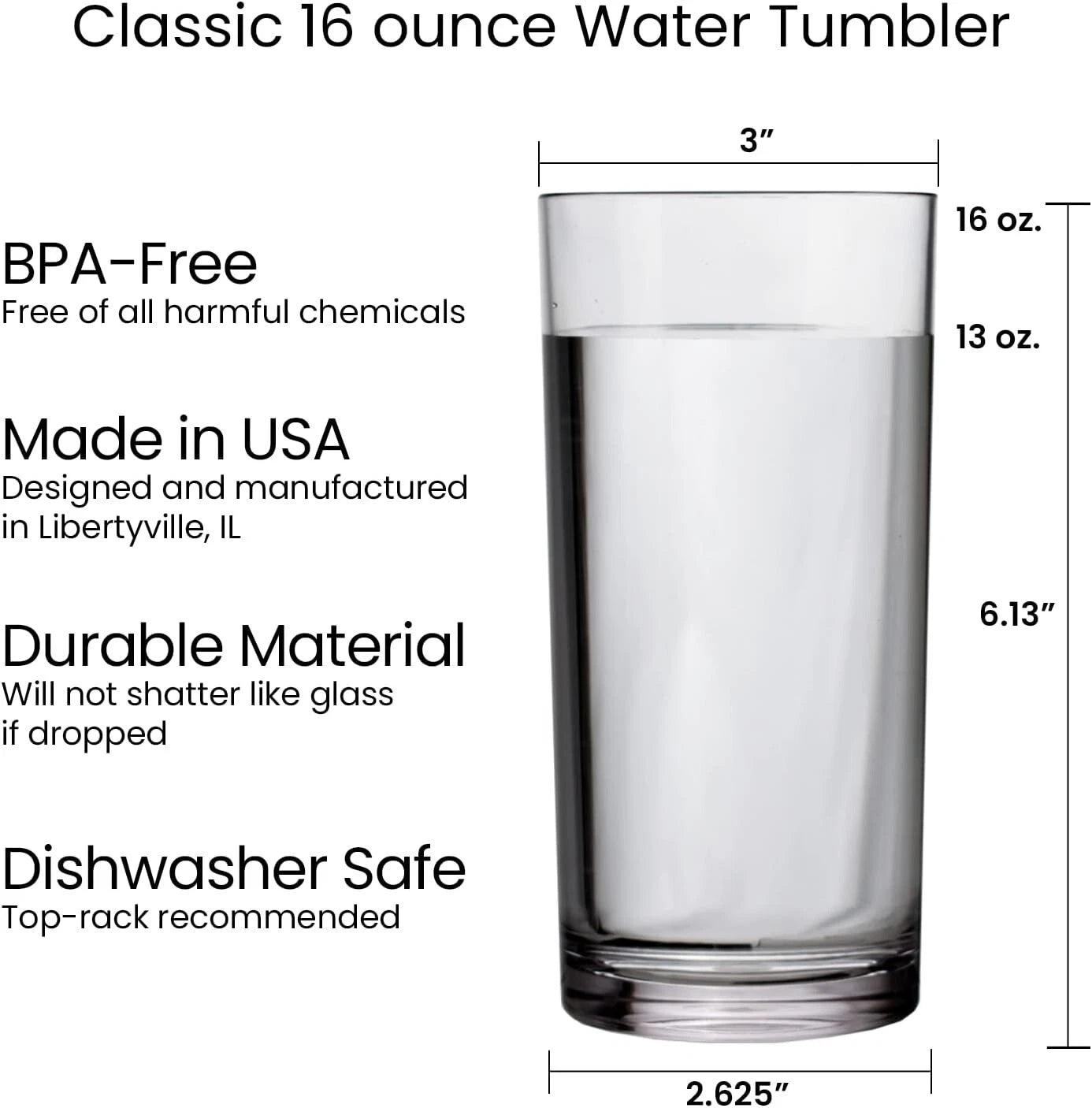 Modern 16oz Clear Plastic Water Cups Set of 6 | Reusable Tumblers Collection | eBay