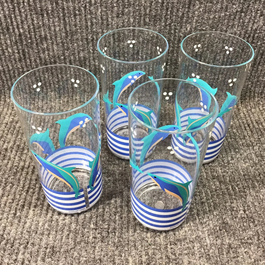 Vtg 1986 Aladdin Kalor 16 oz. Dolphin￼ Design Set Of 4 Acrylic Highball Glasses | eBay