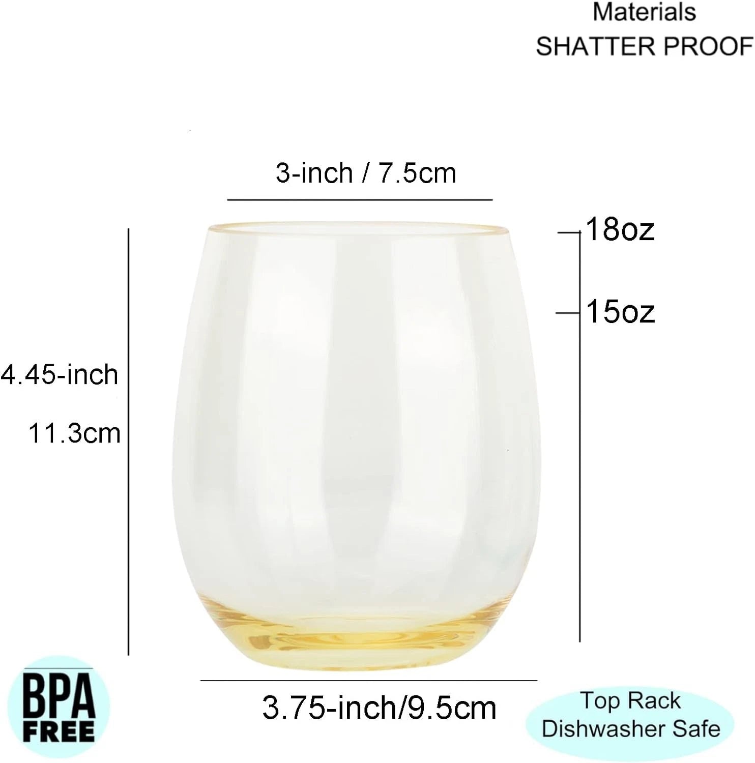 18oz Stemless Acrylic Wine Glasses Set of 6 Multicolor Unbreakable Tumblers | eBay