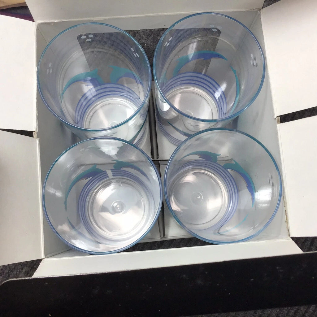 Vtg 1986 Aladdin Kalor 16 oz. Dolphin￼ Design Set Of 4 Acrylic Highball Glasses | eBay