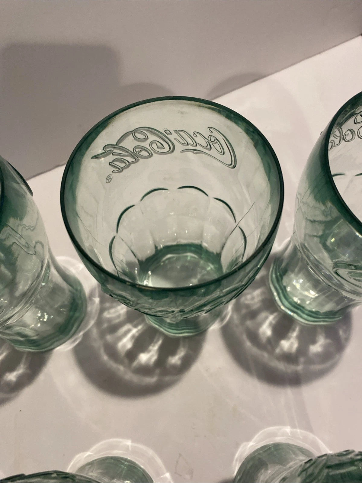 Set of 7 Coca -Cola Green Plastic Tumblers 6” Embossed Logo VTG Style Cups | eBay