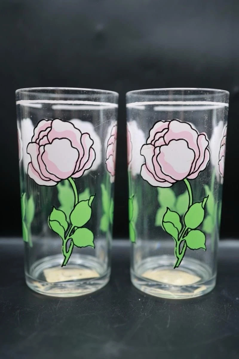 Vintage H J Stotter Set Of 6 Acrylic 6”Tumblers Pink Roses Original Box | eBay