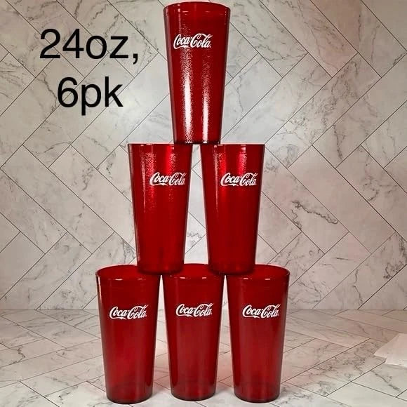 Set of 6 Coca Cola Restaurant Style Diner Red Plastic Tumblers Cup 24oz | eBay