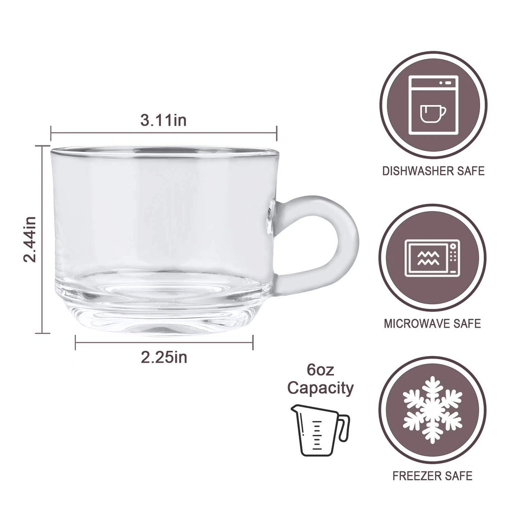 Clear Glass Coffee Mug Set of 12 | 6 oz with Handle | Food Safe & Durable | eBay