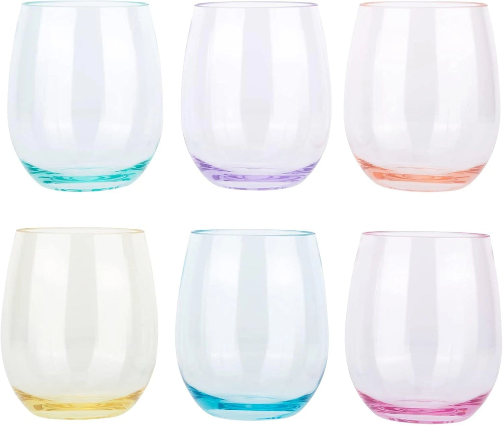 18oz Stemless Acrylic Wine Glasses Set of 6 Multicolor Unbreakable Tumblers | eBay
