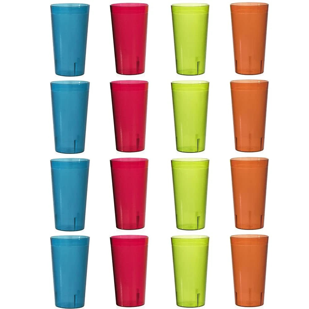 Cafe Plastic Reusable Tumblers set Of 16 20ounce Water Cups Assorted Colors | 674894969943| eBay