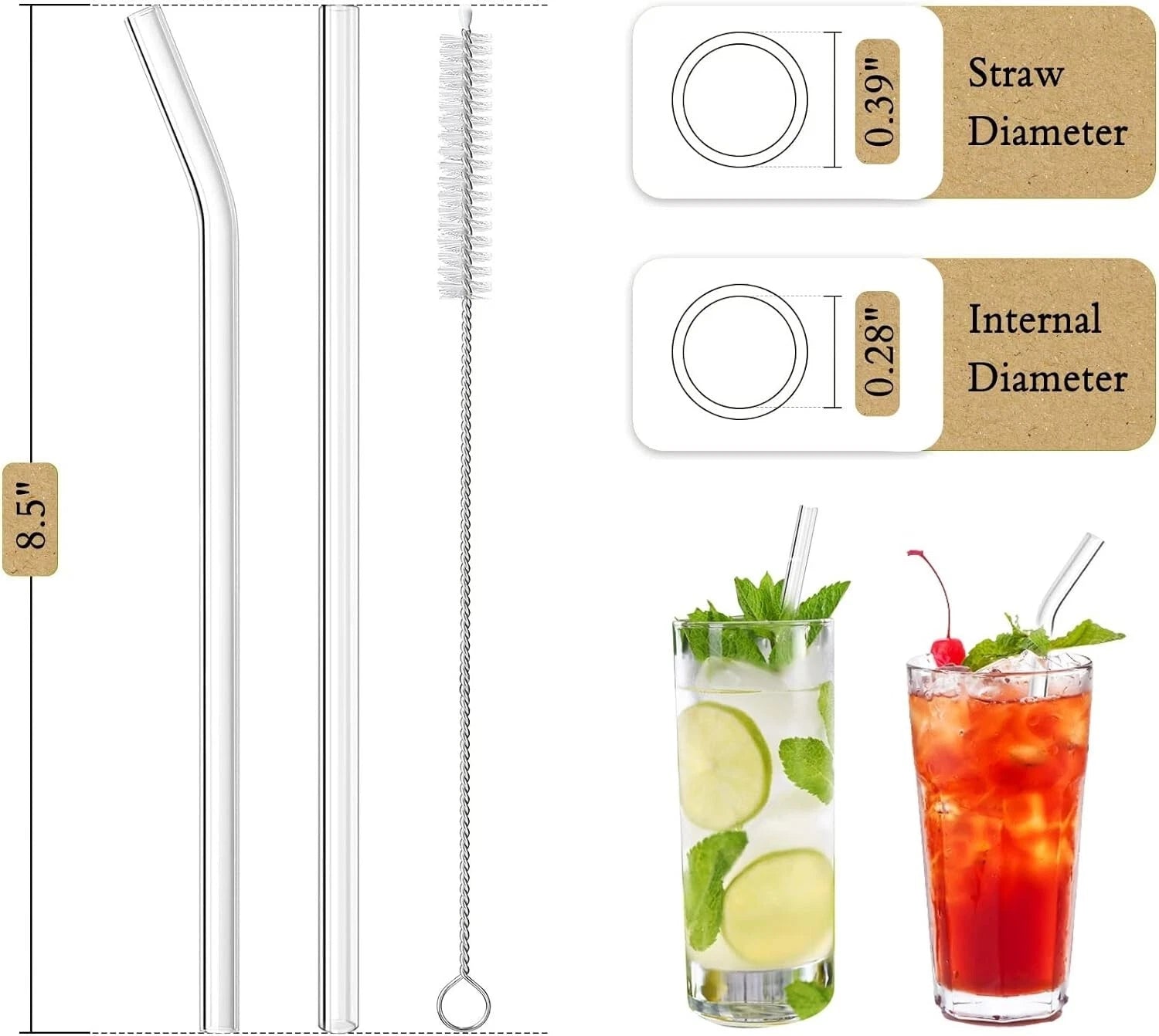 Premium 16-Pack Reusable Glass Drinking Straws - Ideal for Smoothies & Cocktails | eBay