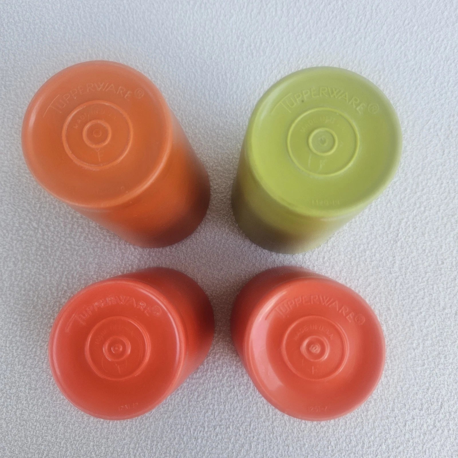 Tupperware 8oz 6oz Tumblers Plastic Cups Avocado Green Orange 1320 Set of 4 | eBay