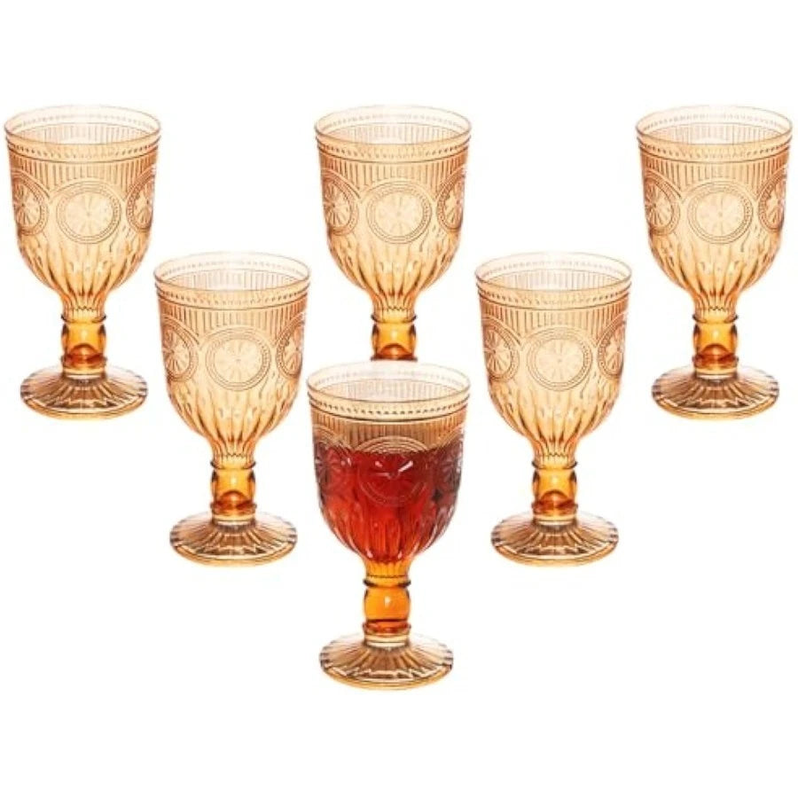 Vintage Wine Glasses Set of 6, Plastic Reusable 12 Ounce Colored Water | eBay