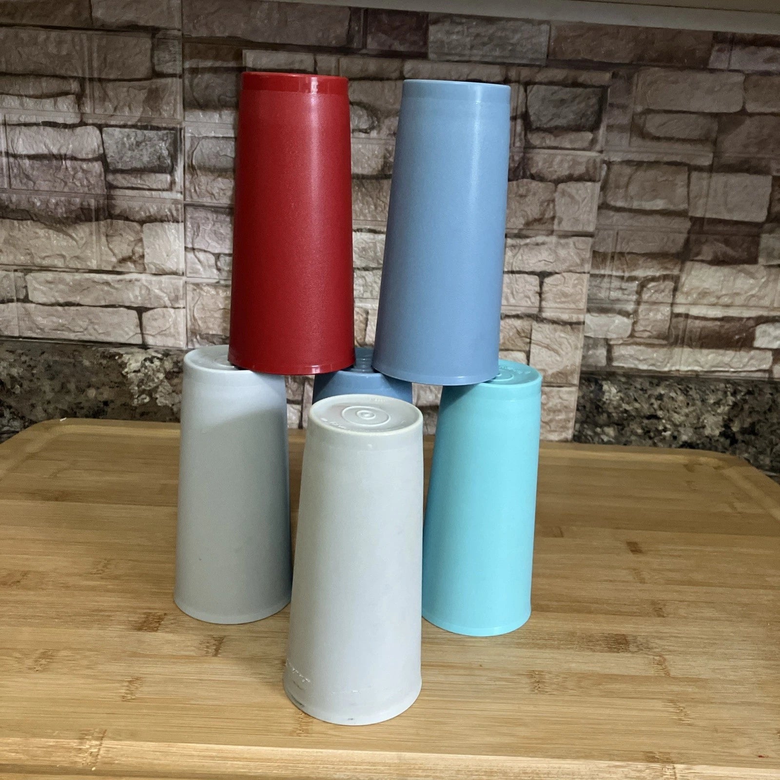 Tupperware Drink Beverage Tumblers Glasses 1348 Set of 6 Vintage Stackable 16 Oz | eBay