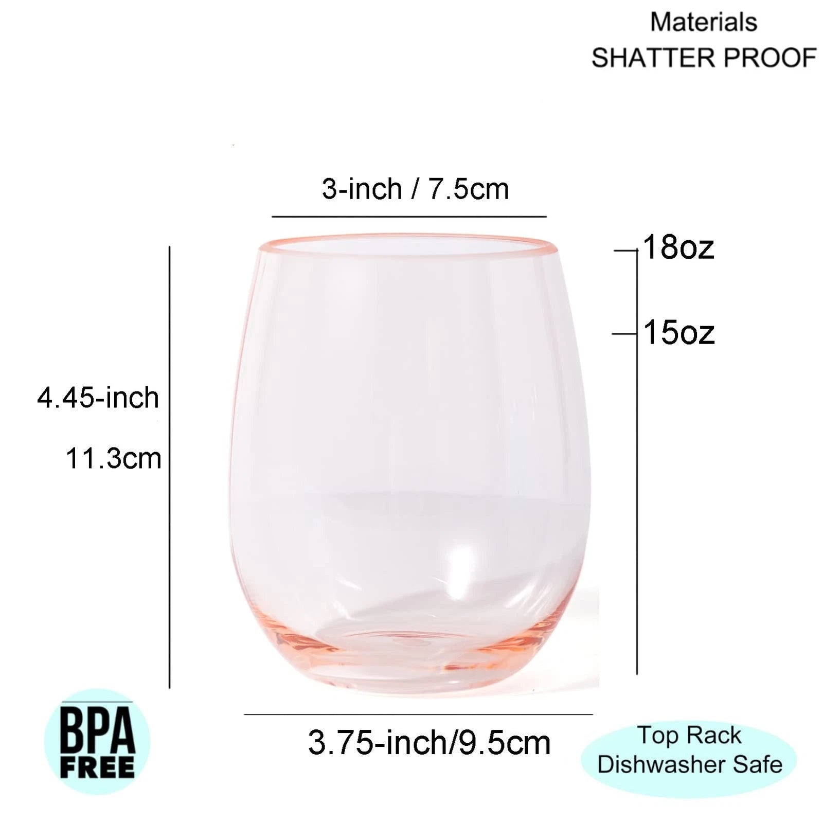 Unbreakable 18-ounce Acrylic Stemless Wine Glasses, set of 6 Mutlicolor | eBay