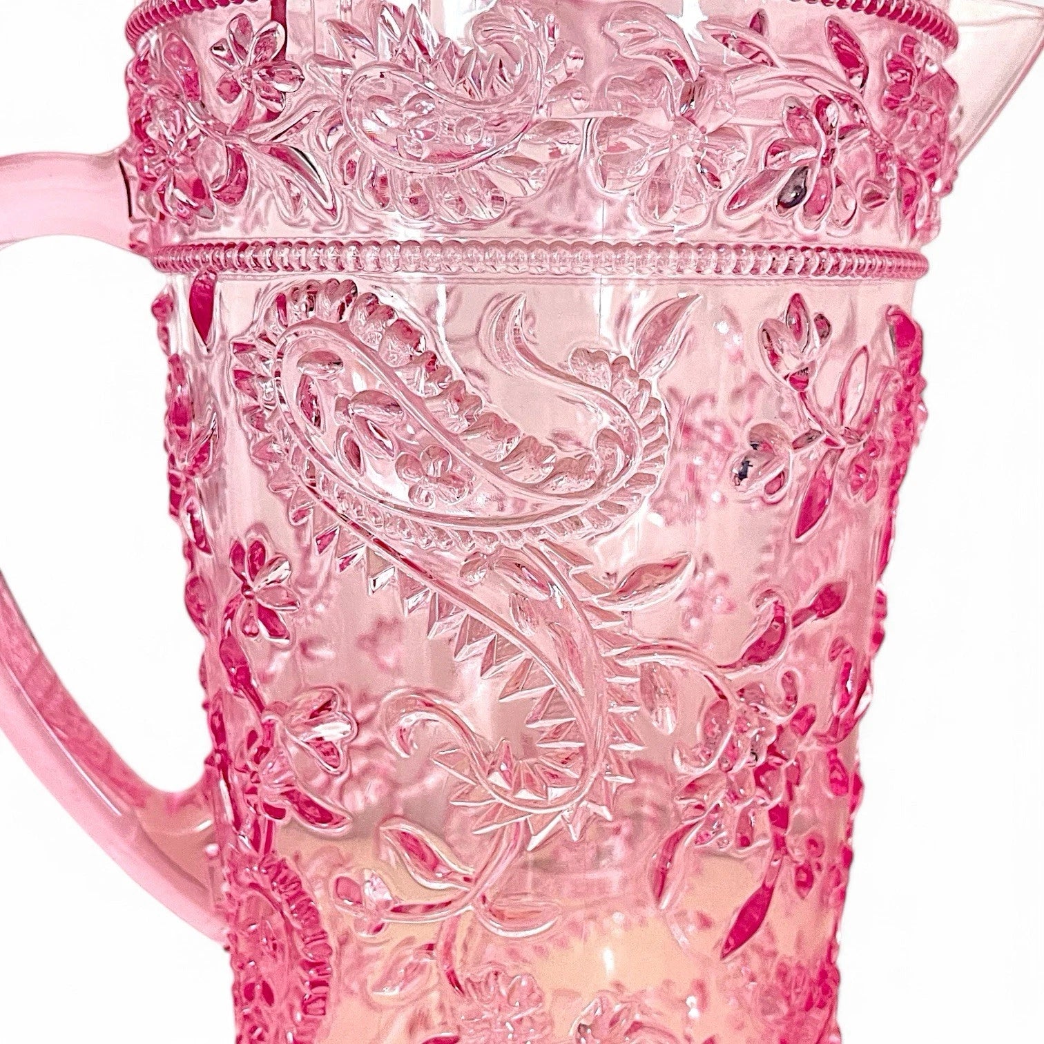 PAISLEY FLORAL KNOBBY HOBNAIL ACRYLIC DRINKING GLASSES PITCHER- PINK- NEW S/7 | eBay
