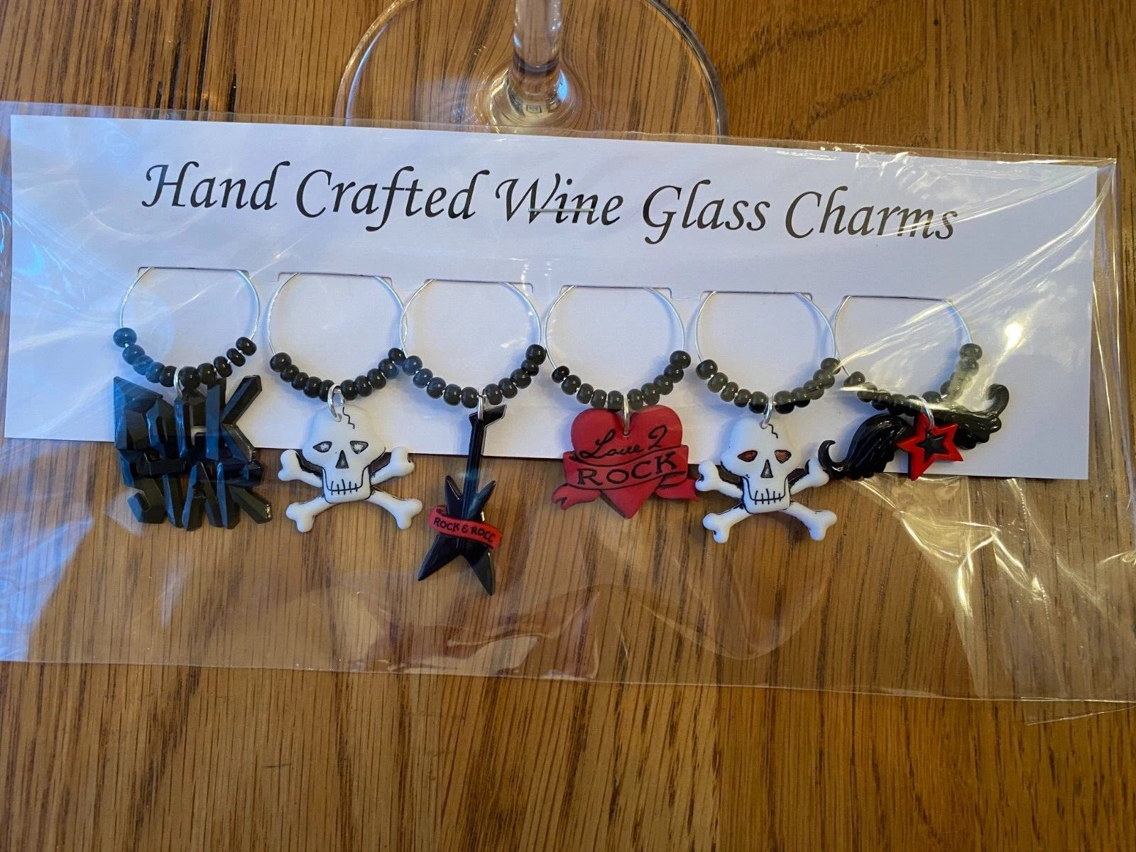ROCKER, ROCK STAR " SET OF 6 HANDCRAFTED" Wine Glass Charm drink markers | eBay