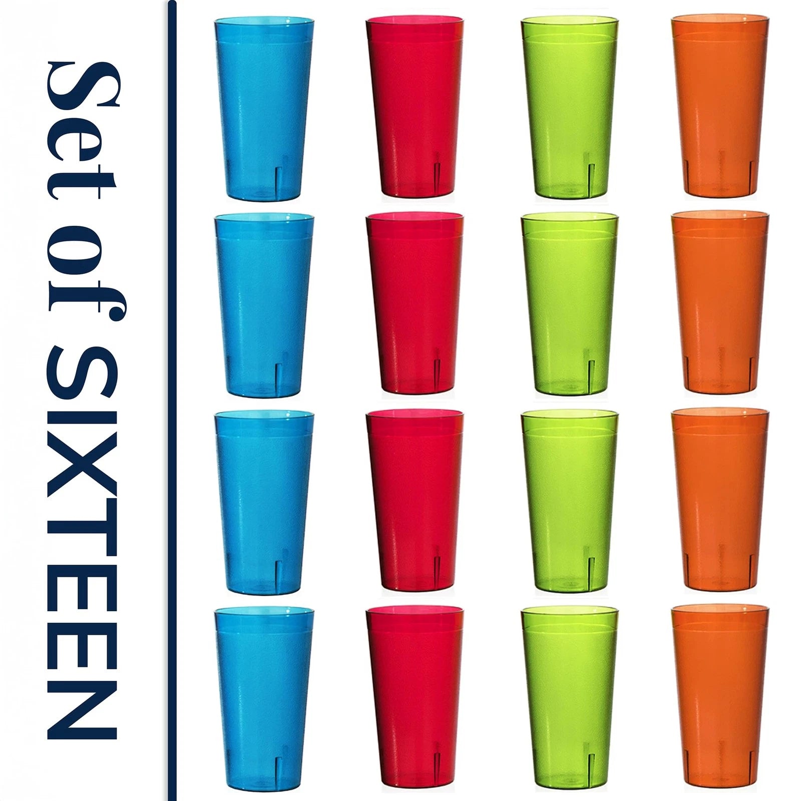 US Acrylic Cafe Plastic Reusable Tumblers (Set of 16) 20-ounce Water Cups Ass... 674894969943| eBay