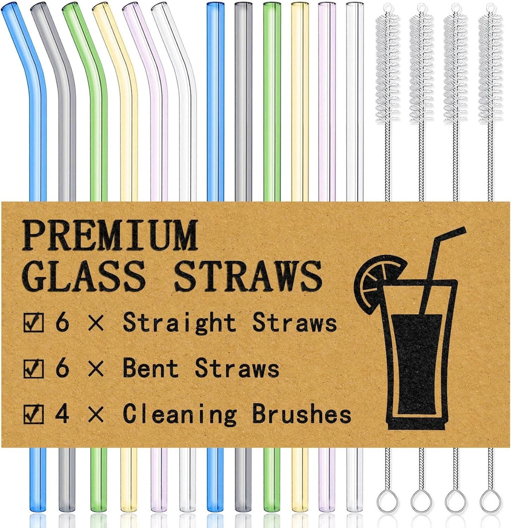 Premium 16-Pack Reusable Glass Drinking Straws - Ideal for Smoothies & Cocktails | eBay
