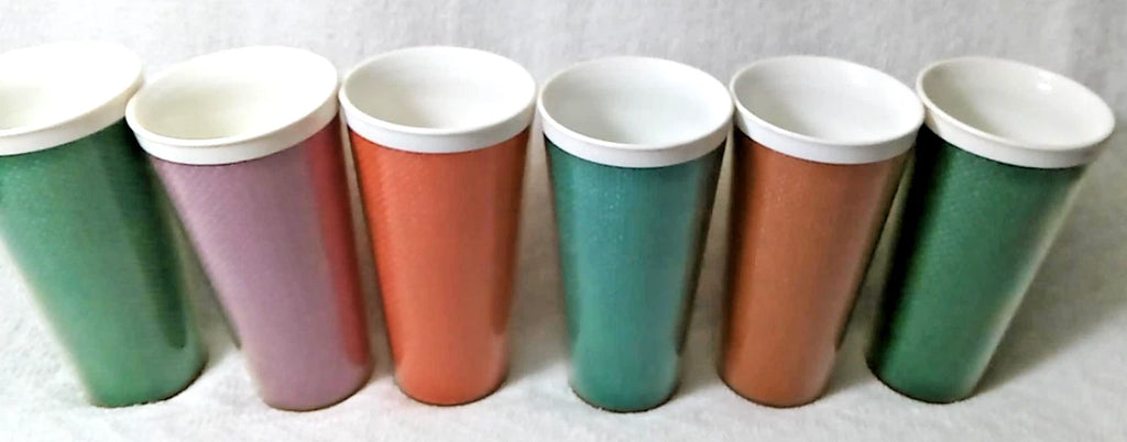 Set of 6 Pc. Vtg. MCM Raffia Multicolor Burlap Insulated 6" Beverage Tumblers | eBay