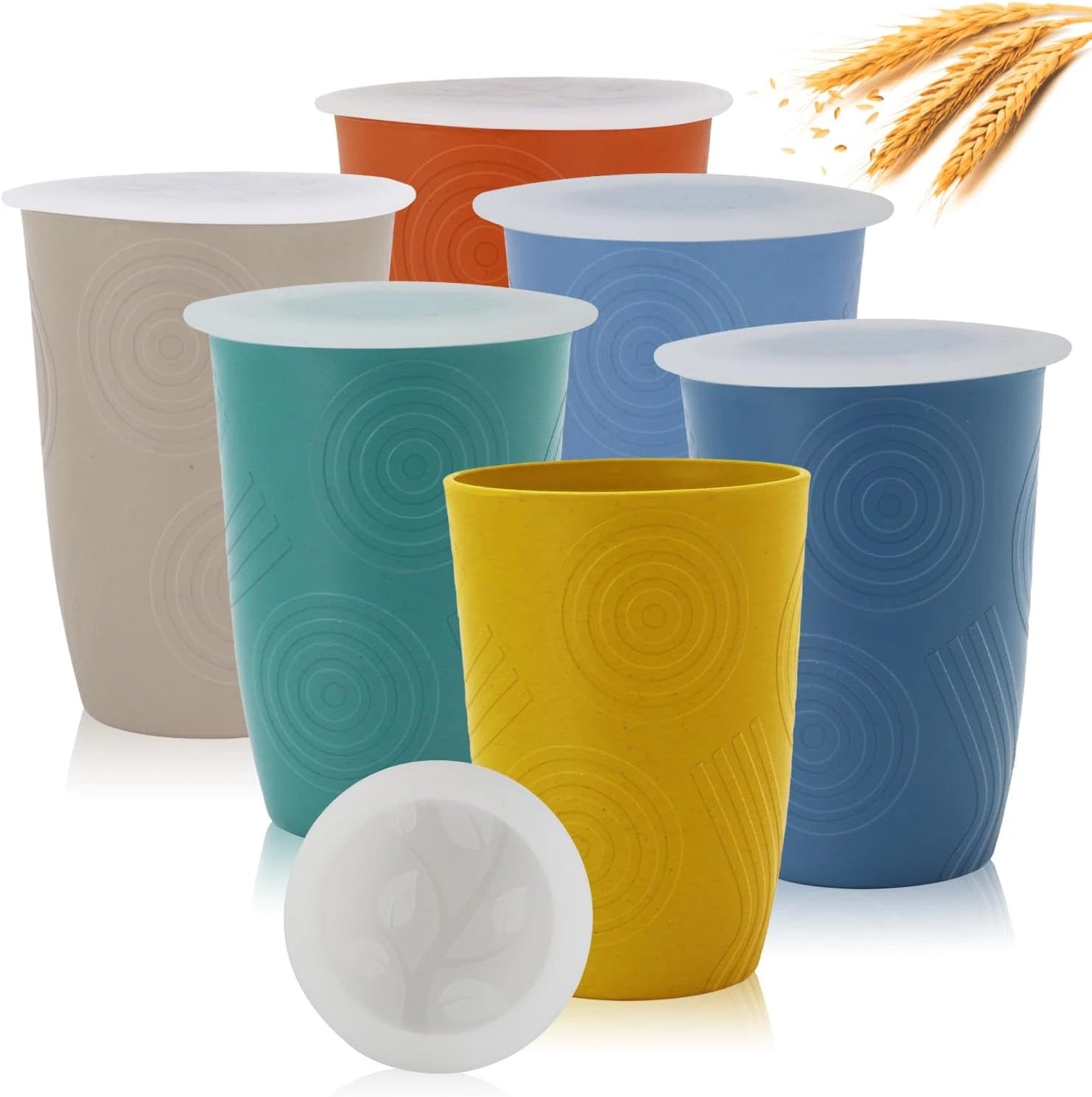 Wheat Straw Cups with Lid, Plastic Cups Set of 6, 16 Oz Unbreakable Kids Tumbler | eBay