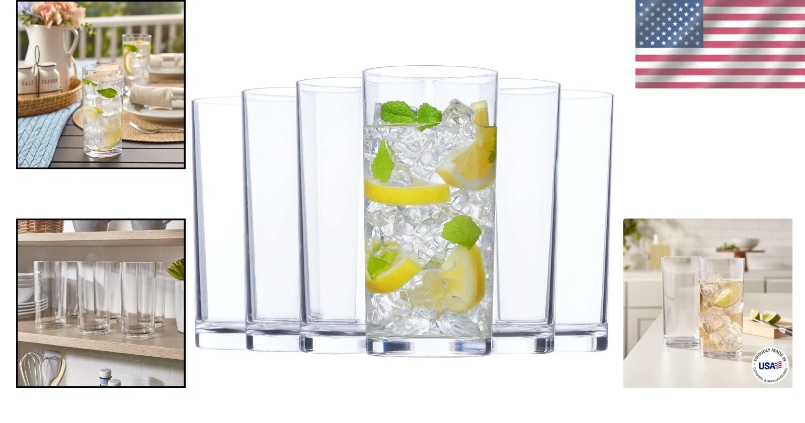 Modern 16oz Clear Plastic Water Cups Set of 6 | Reusable Tumblers Collection | eBay