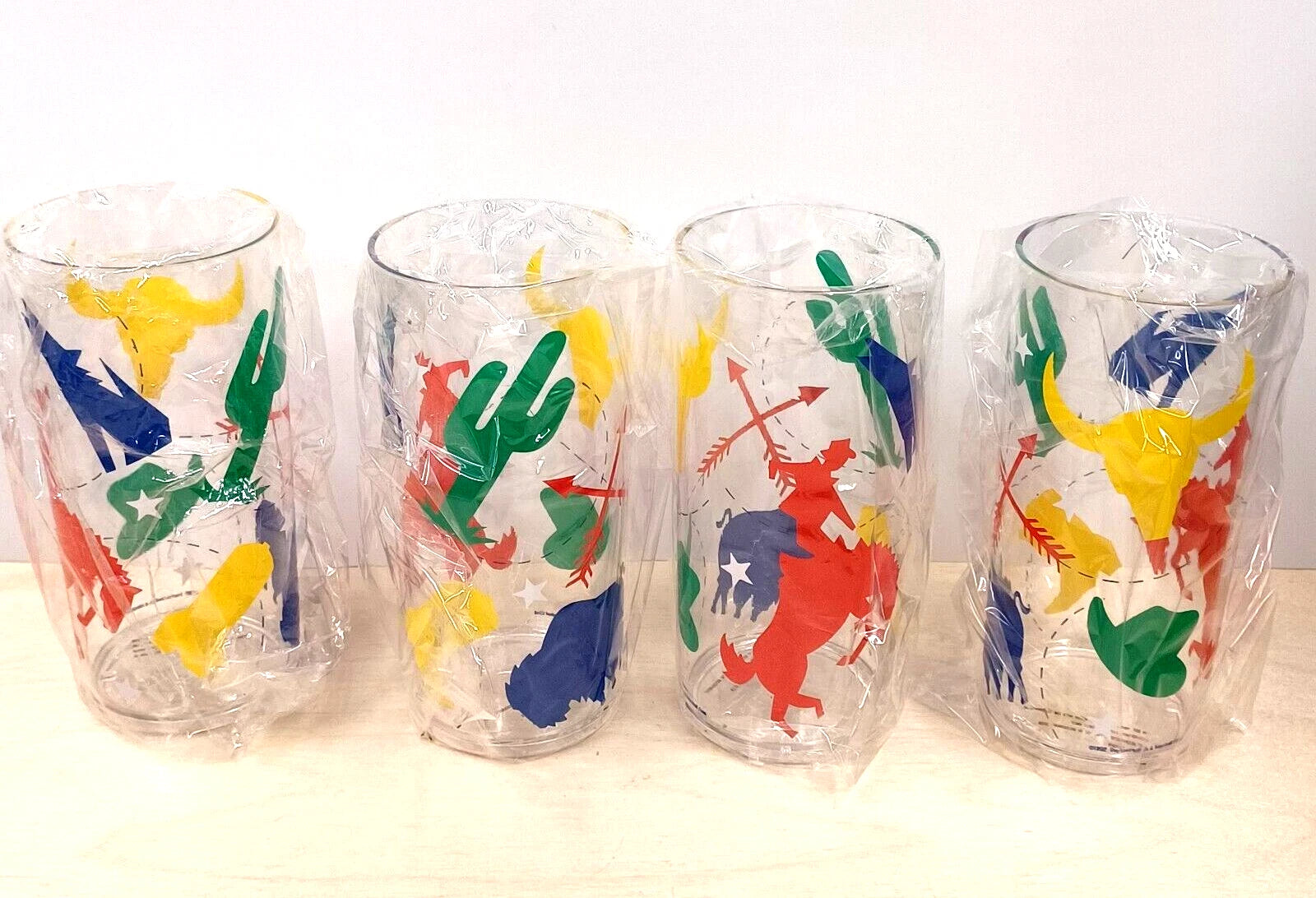 Vintage 1989 Set of 4 Western Acrylic Ice Tea Glasses 19 Oz,by Summer Place, | eBay