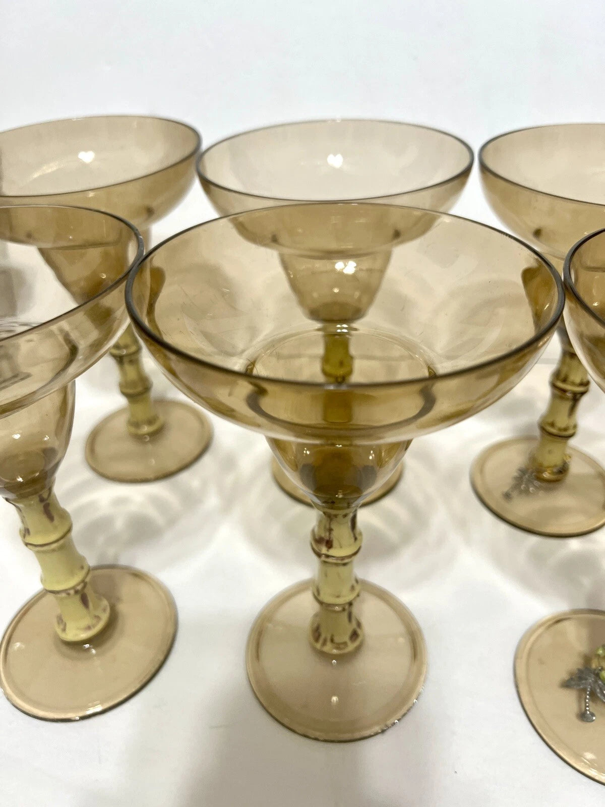Set of 6 Acrylic Tiki Margarita Drink Glasses Bamboo Design Stem 7" h x 4.5" rim | eBay