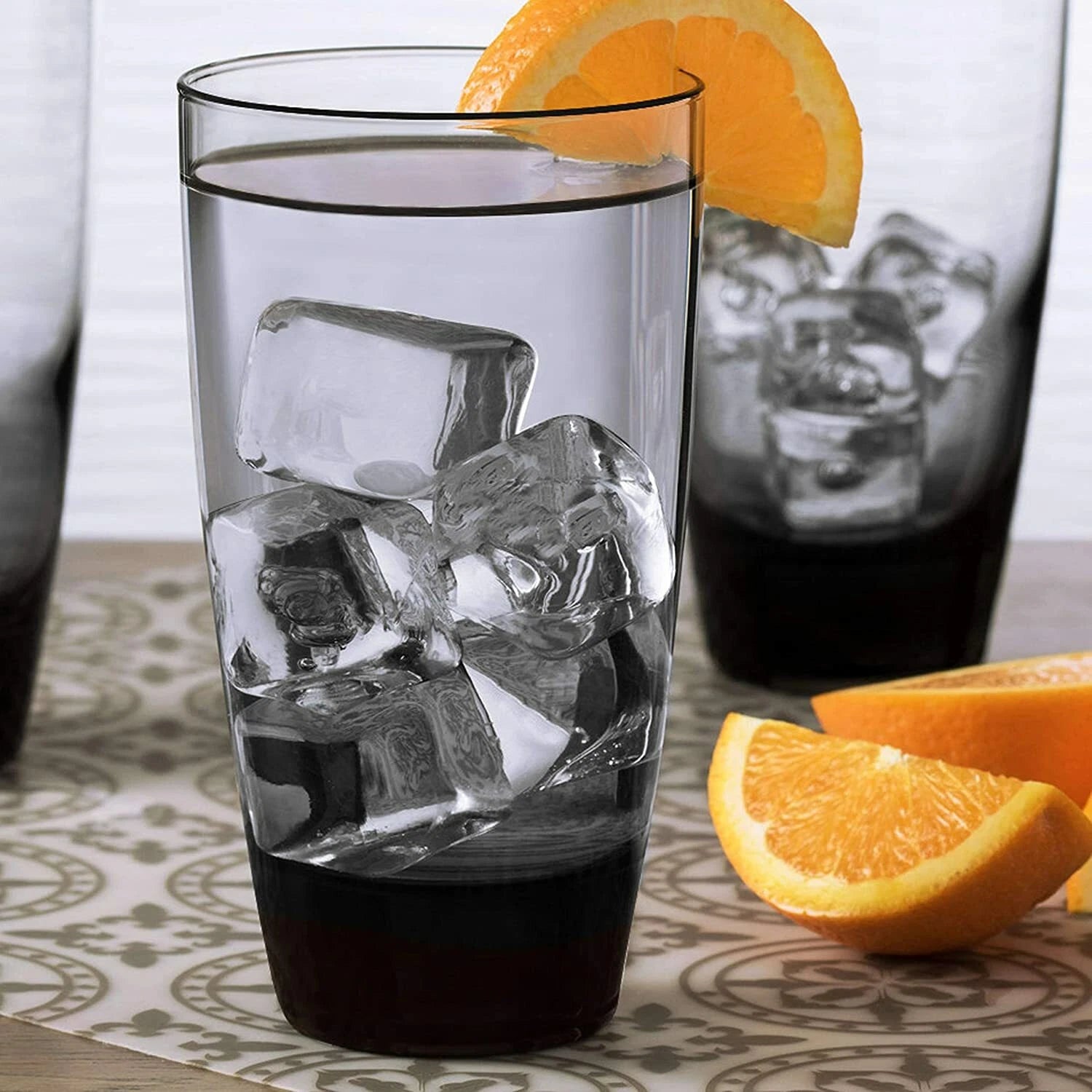 Classic Smoke Drinking Glasses Round Tumbler Cups Set of 6 18 OZ Dishwasher Safe | eBay