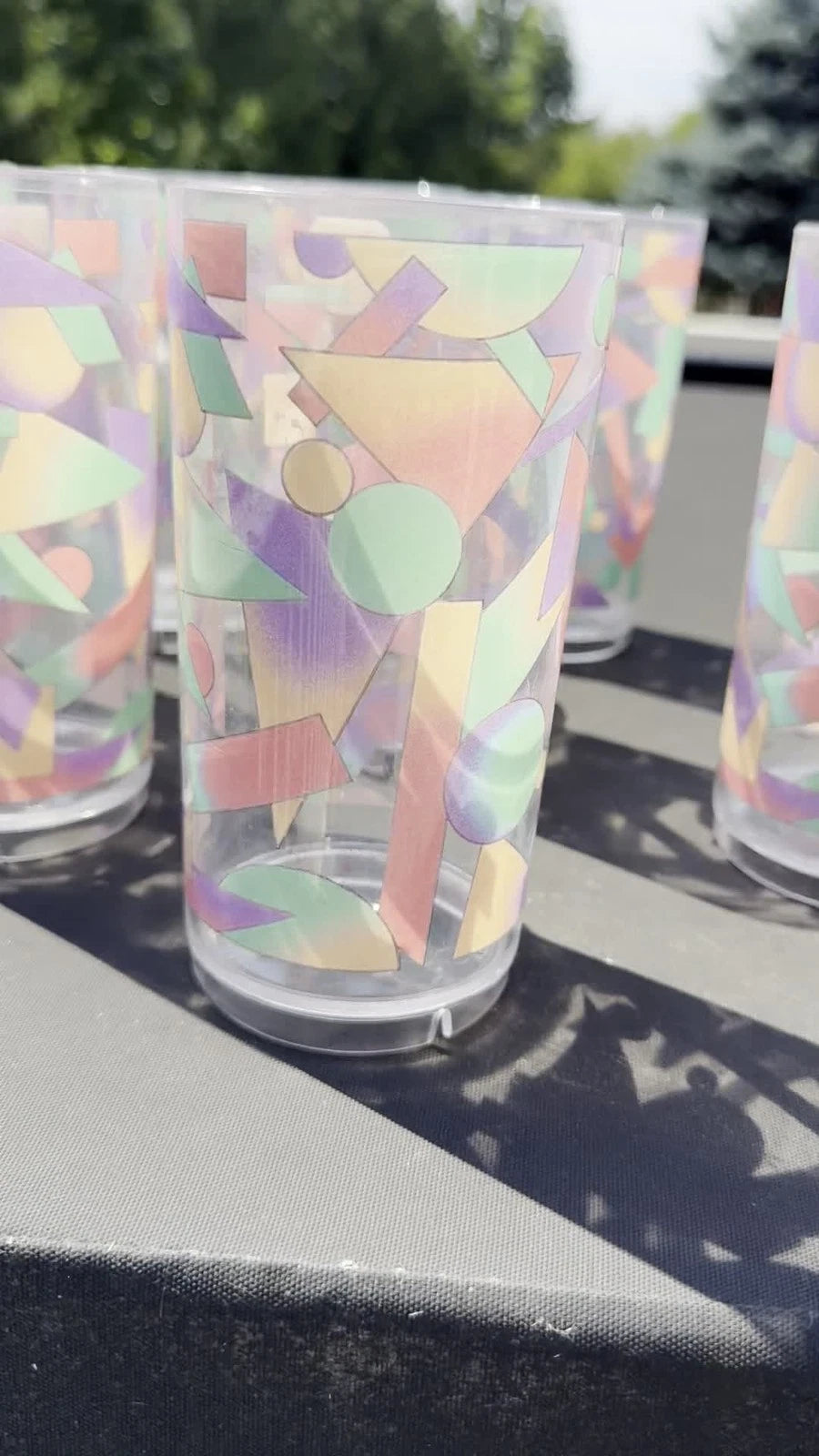 Vintage Kasen Geometric Tumblers Set of 6 – 80s 90s Retro Pastel Glasses | eBay