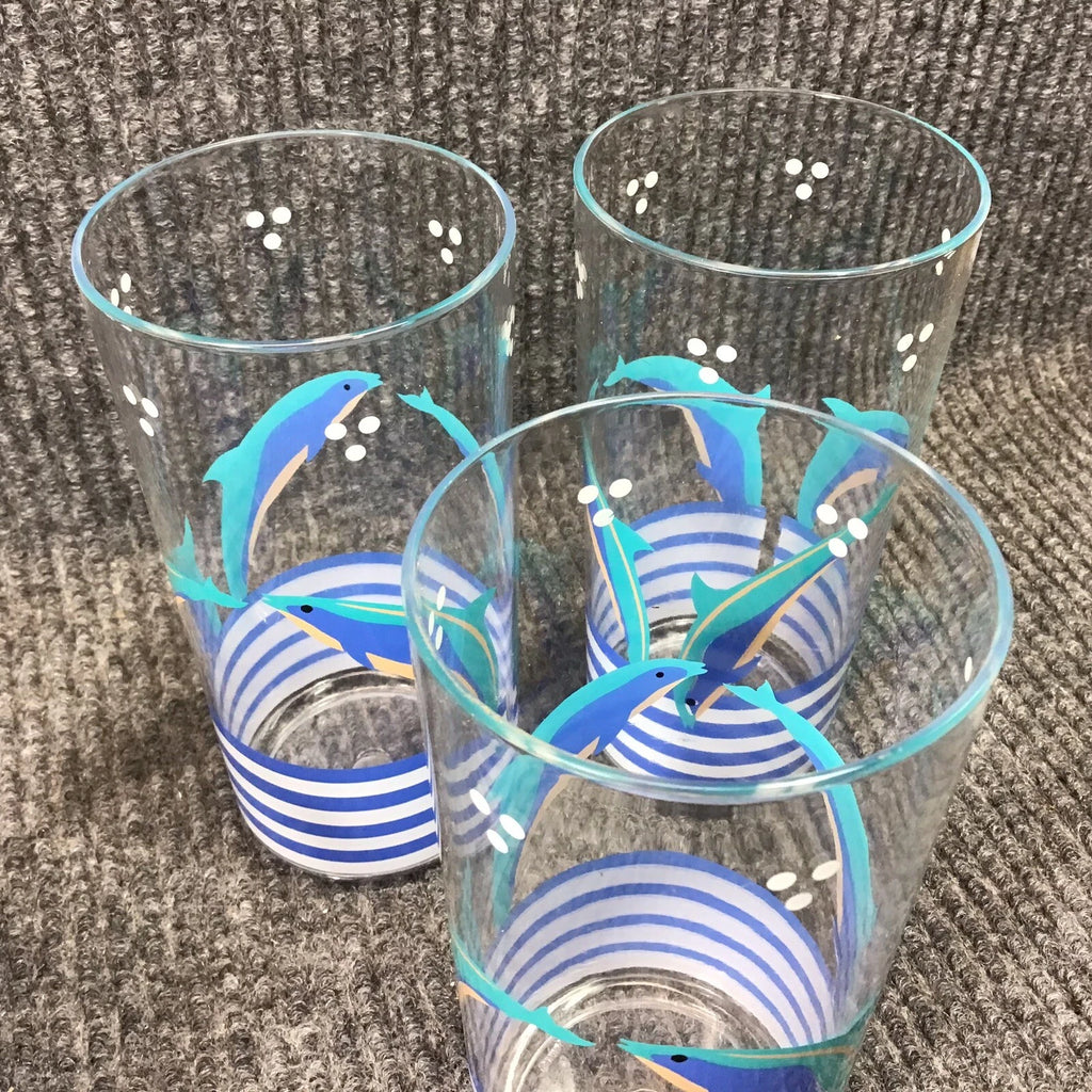 Vtg 1986 Aladdin Kalor 16 oz. Dolphin￼ Design Set Of 4 Acrylic Highball Glasses | eBay