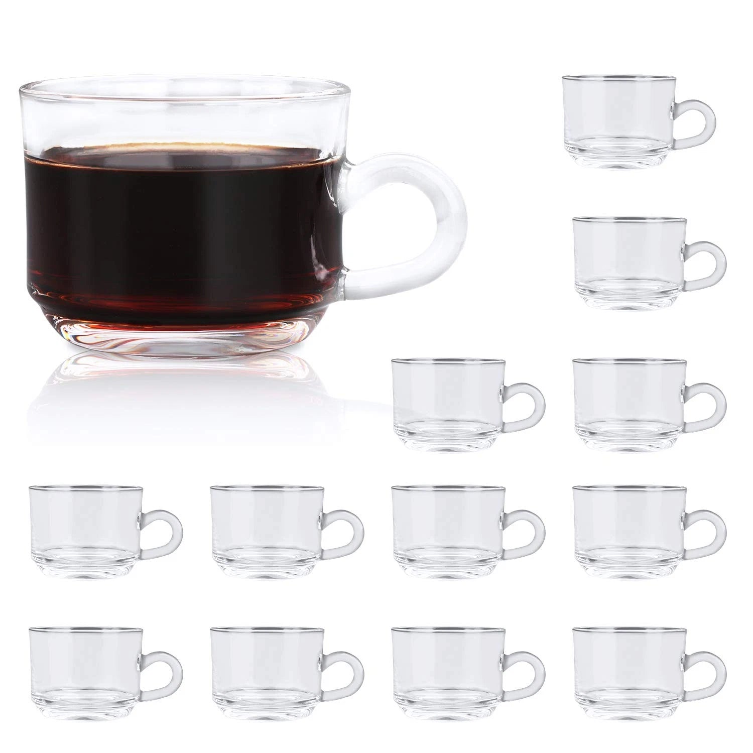 Clear Glass Coffee Mug Set of 12 | 6 oz with Handle | Food Safe & Durable | eBay
