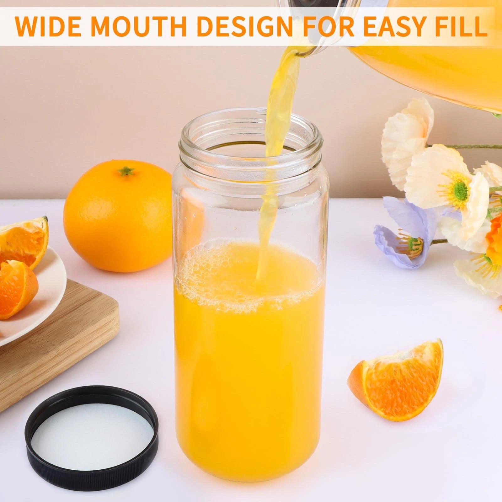 16 OZ Glass Juice Bottles, Set of 12 Reusable Drinking Bottles with Lids, Cle... | eBay